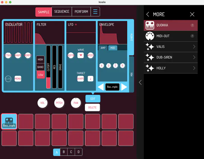 Quokka is a cool synth on Koala Sampler