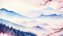 Sakura and Mountain