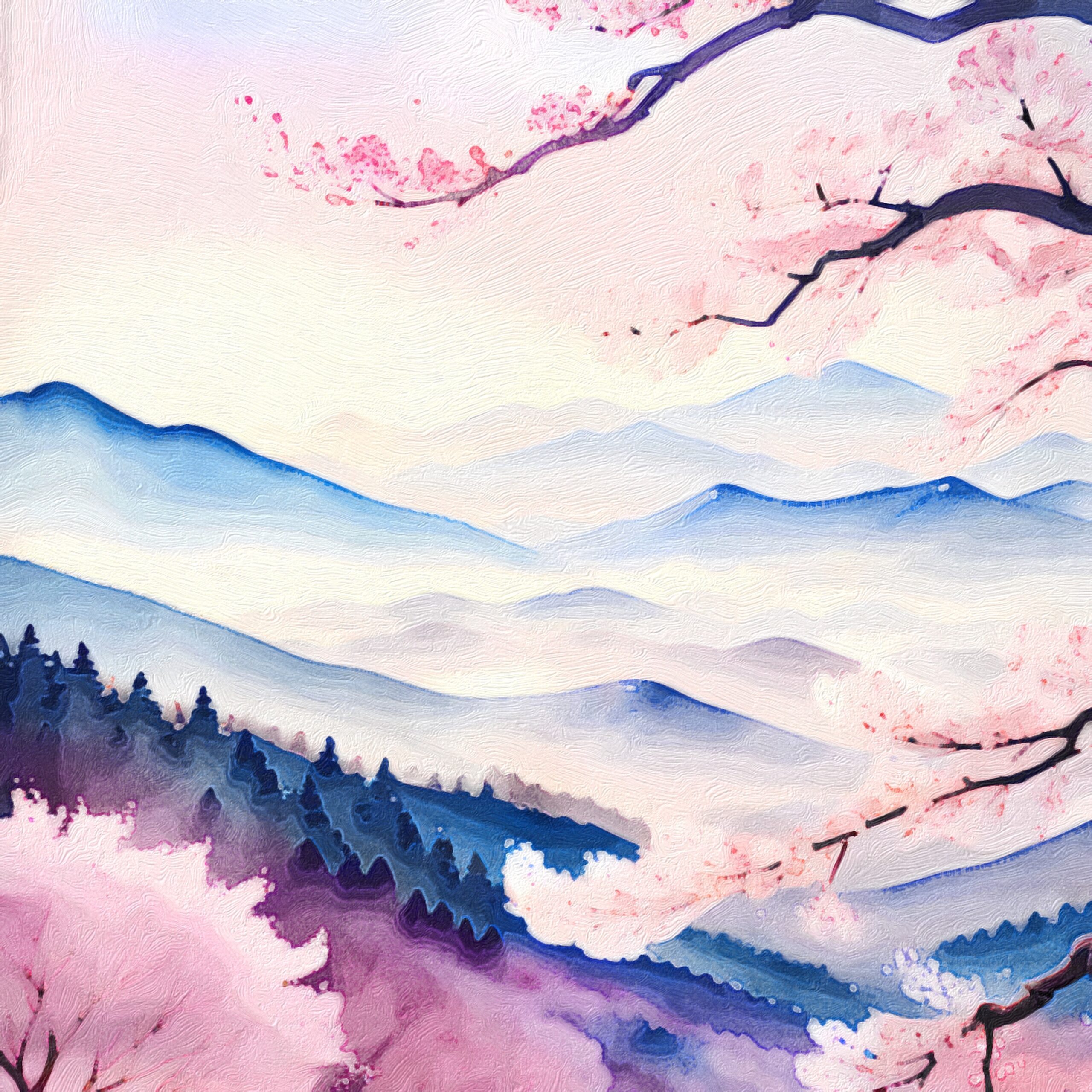 Sakura and Mountain scaled