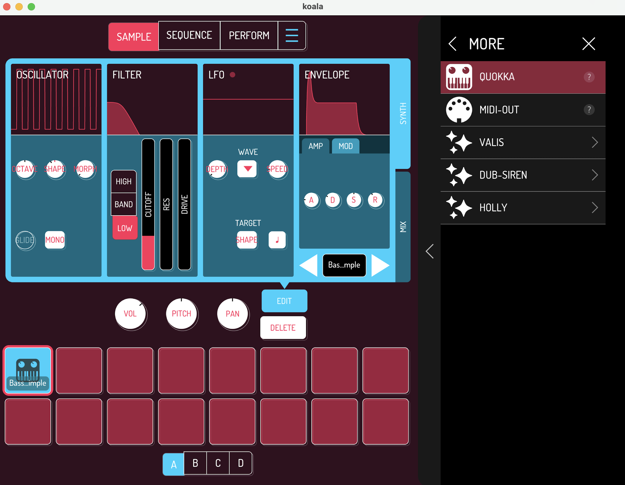 Quokka is a cool synth on Koala Sampler 1 quokka screenshot